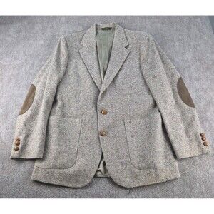 Don Douglas For Hess's Sport Coat Men 42R Tweed Wool Melange Elbow Patch Vintage